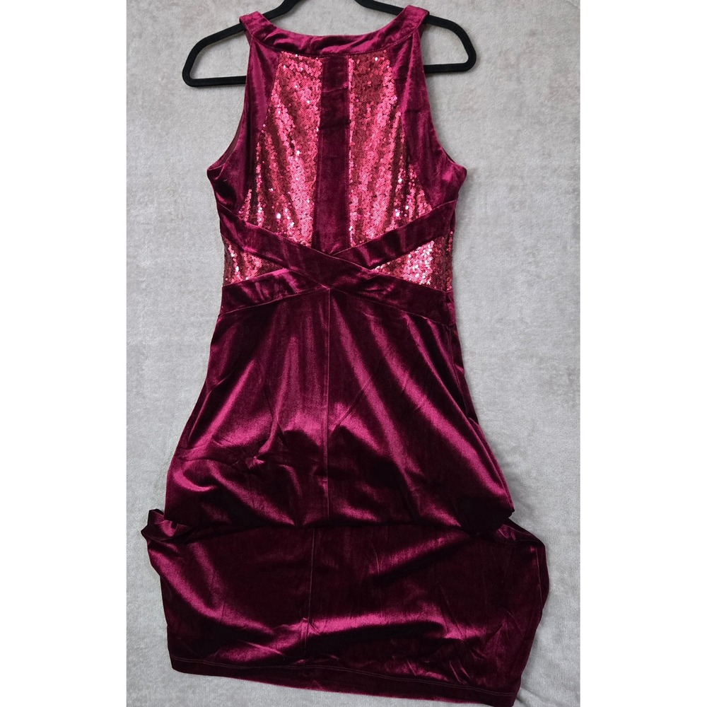 Candalite Petite Burgundy Velvet Sequin Holiday Dress PL Whimsigoth Formal‎